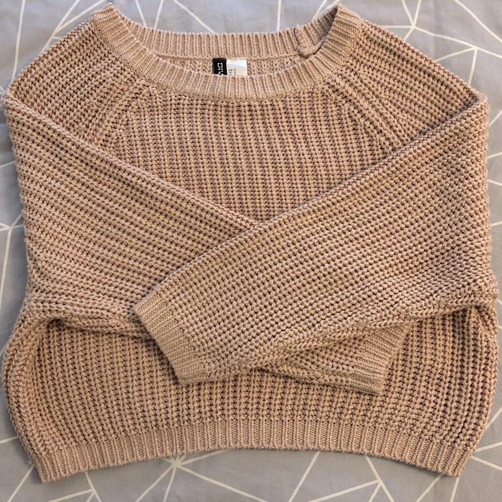 H&M Cropped Dolman Sleeve Sweater - Dusty Rose